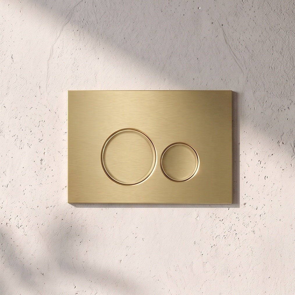 Fairford Virta Brushed Brass Flush Plate with Round Buttons