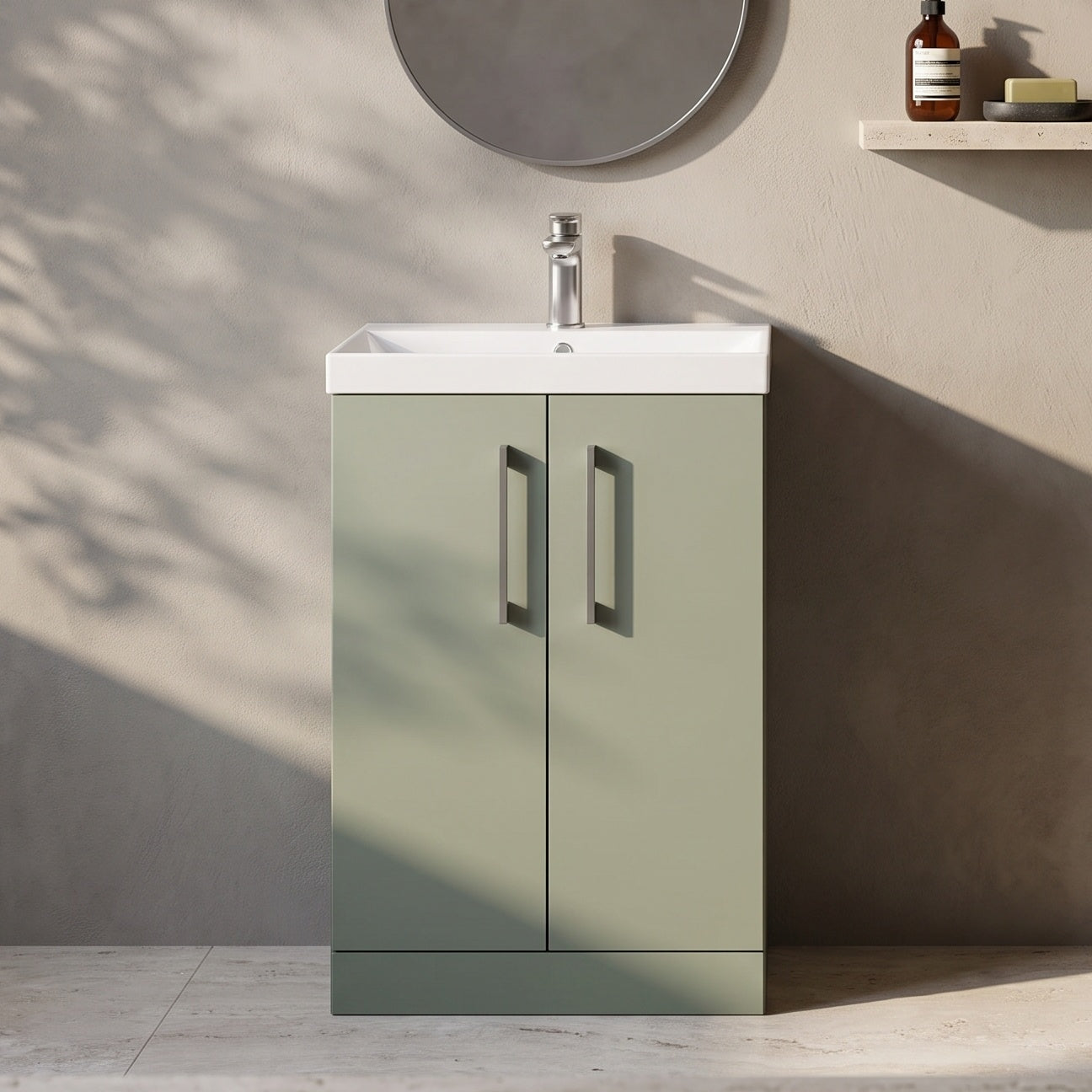 Fairford Aspri 2 500mm Satin Green Floor Standing Vanity Unit