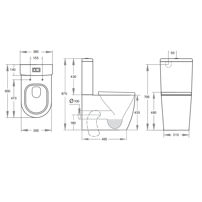 Fairford Handel Pro Comfort Height Close Coupled Rimless Toilet