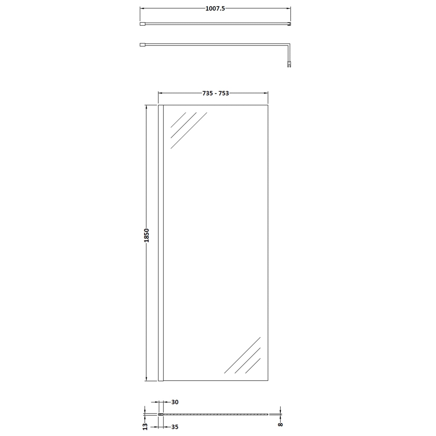 Fairford 8mm, 760mm Shower Screen
