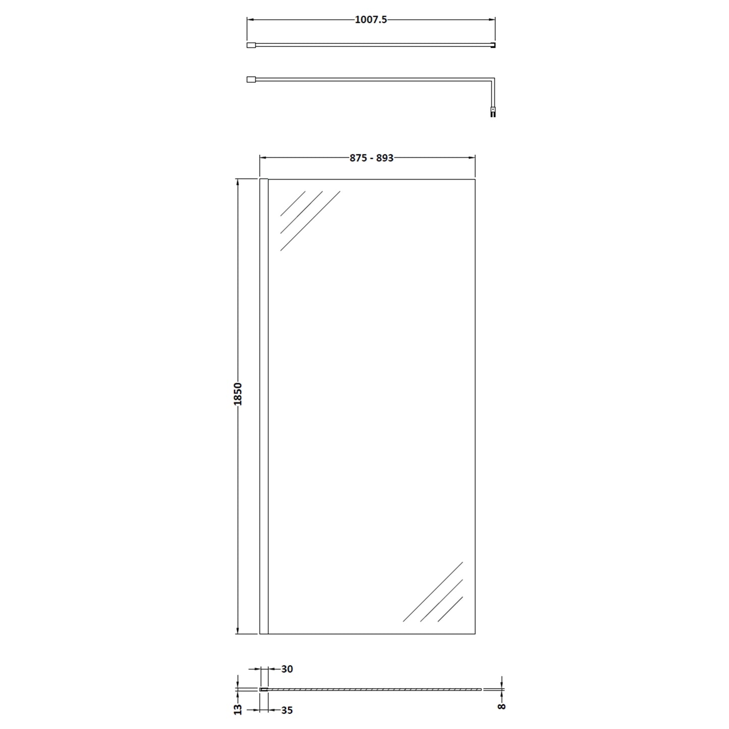 Fairford 8mm, 900mm Shower Screen
