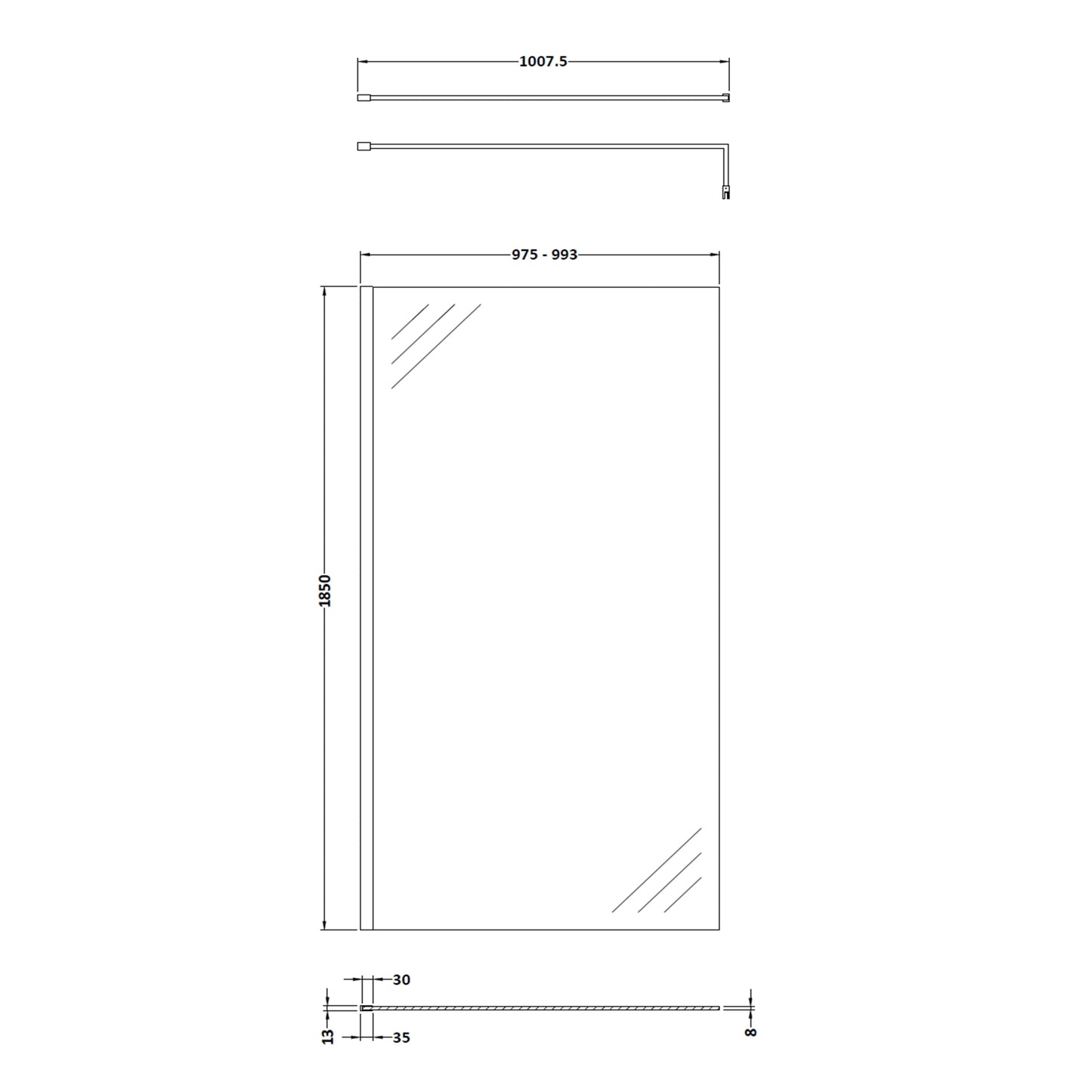 Fairford 8mm, 1000mm Shower Screen