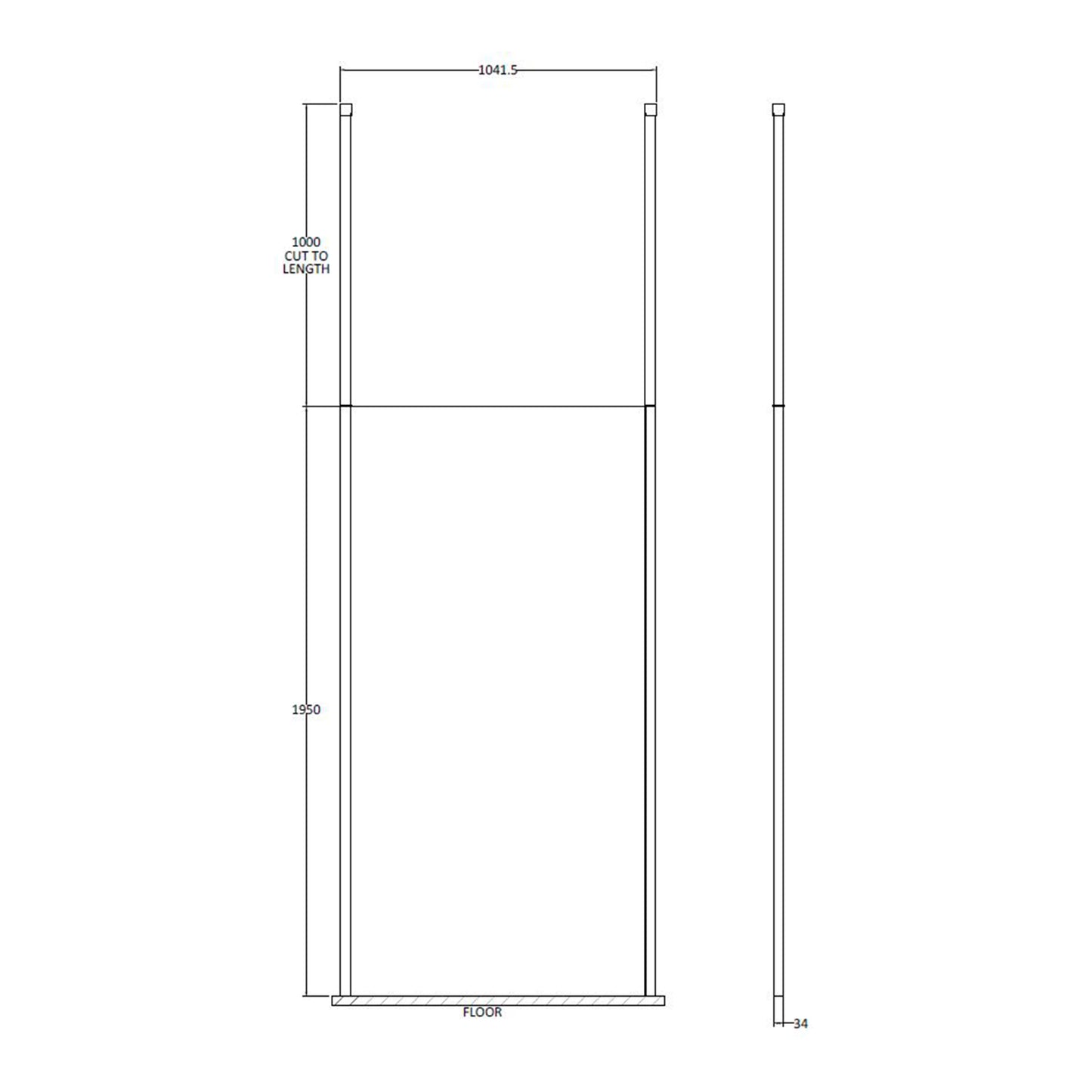 Fairford 1000mm 8mm Matt Black Framed W/r Screen2 Ceiling Po