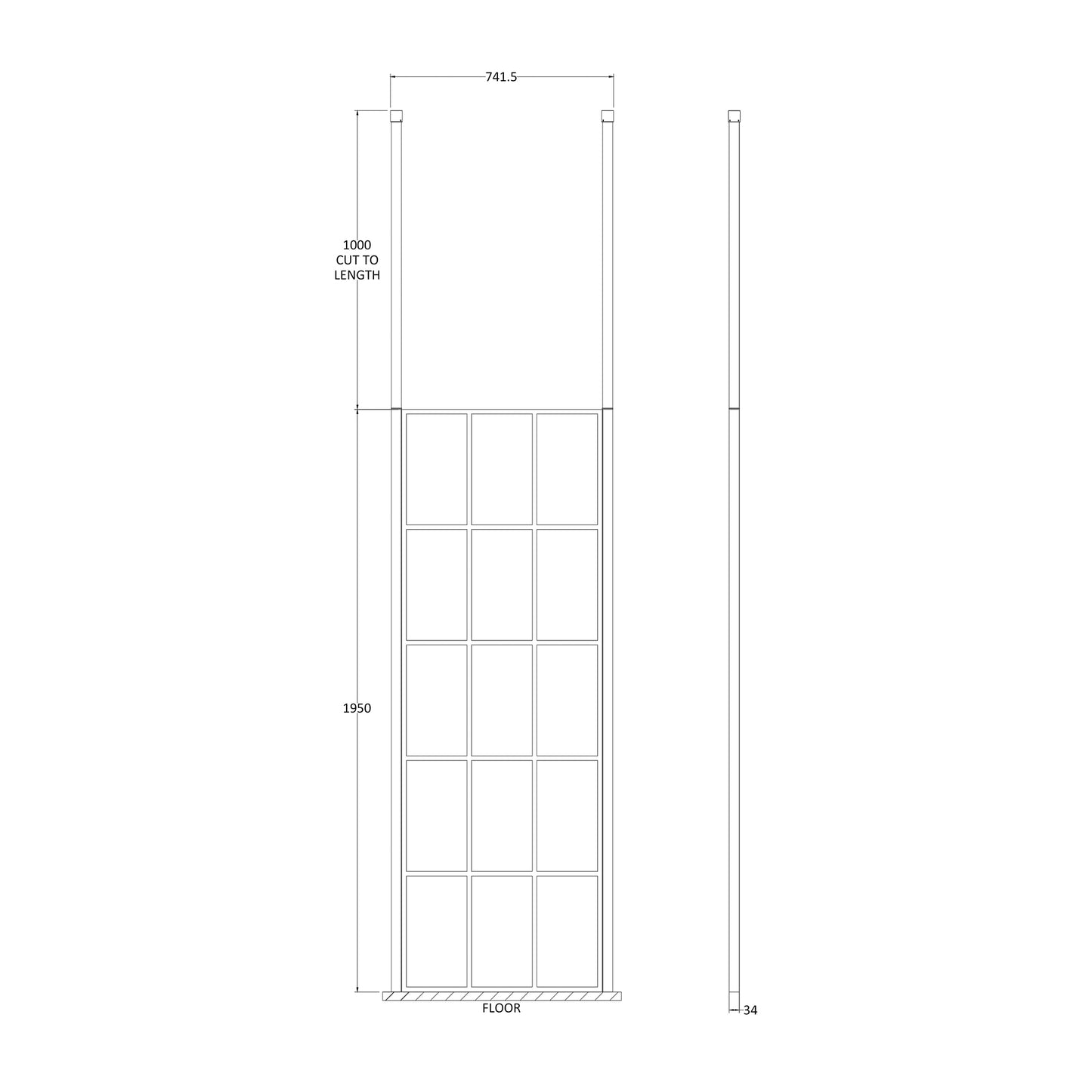 Fairford 700mm 8mm Matt Black Crittall W/r Screen2 Ceiling P
