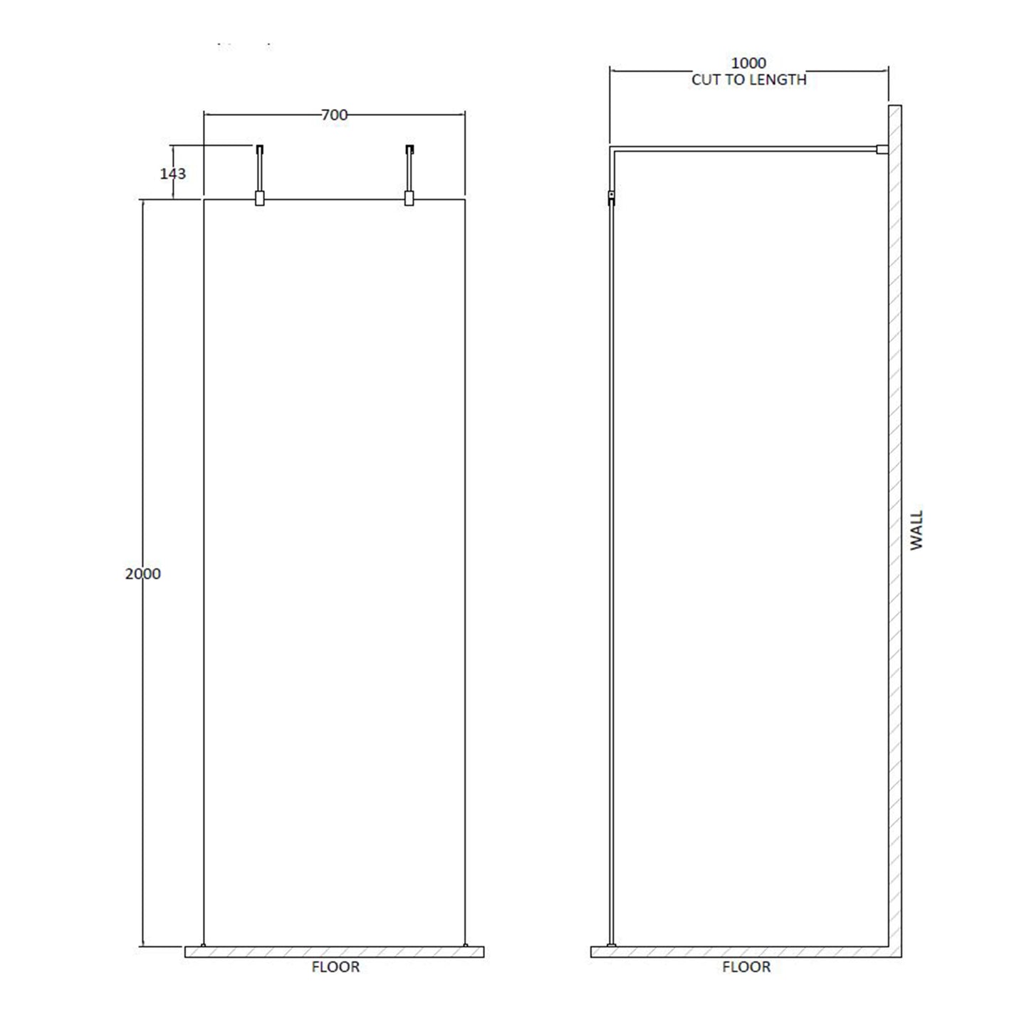 Fairford 700mm 8mm Brushed Brass W/r Screen, 2 Supp Ar