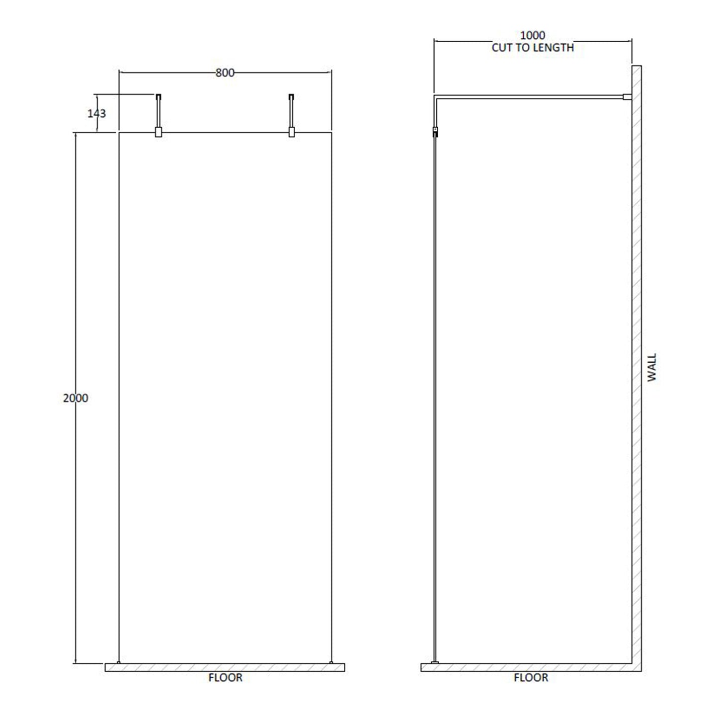Fairford 800mm 8mm Brushed Brass W/r Screen, 2 Supp Ar