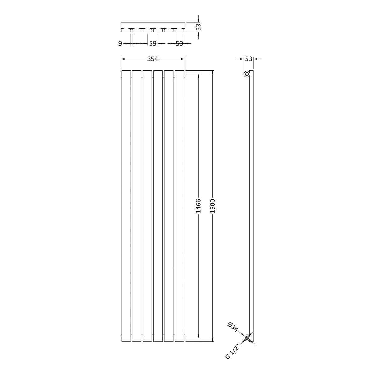 Fairford Hargate Single Panel 1500 x 354mm Gloss White Radiator