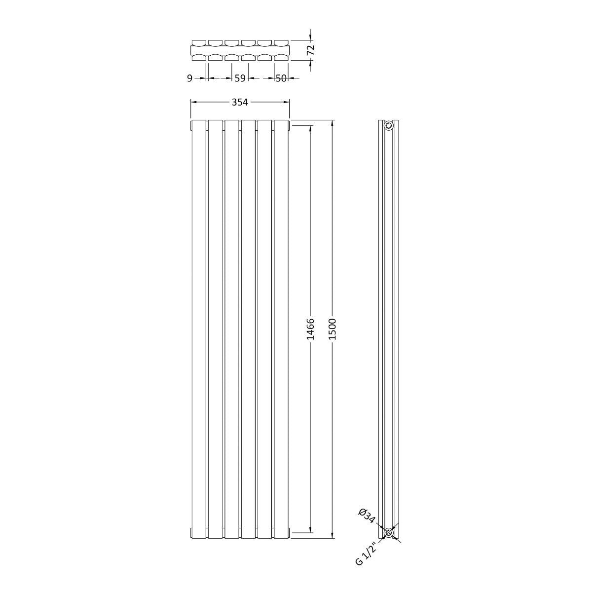Fairford Hargate Double Panel 1500 x 354mm Gloss White Radiator