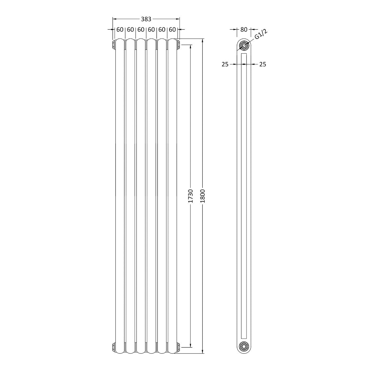 Fairford Tradite 1800 x 383mm Anthracite Radiator