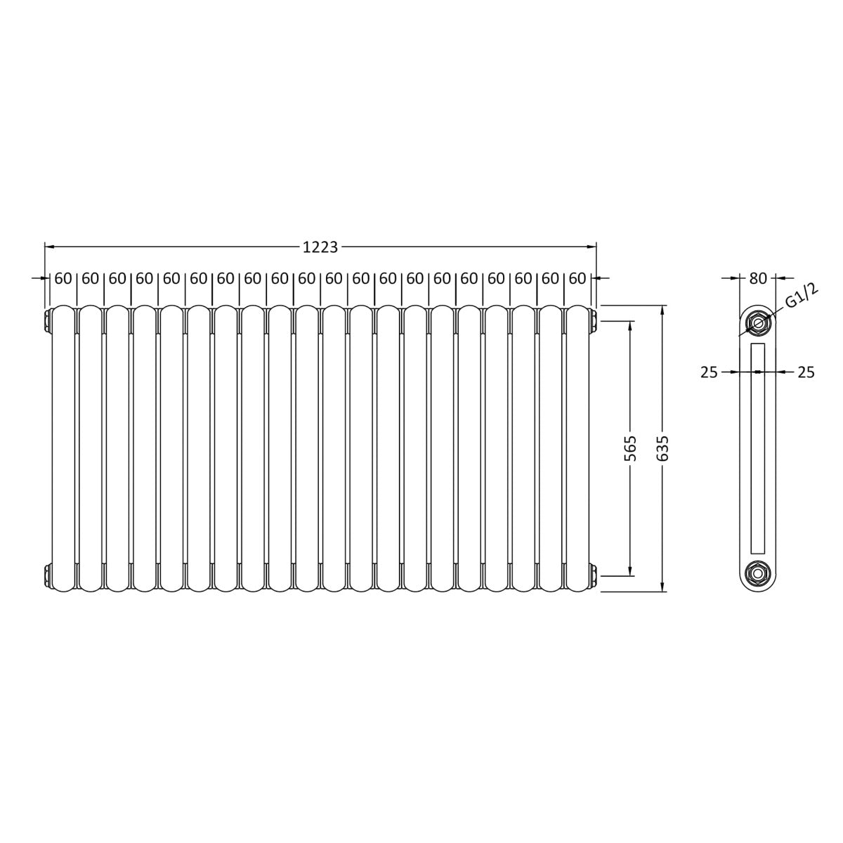 Fairford Tradite 635 x 1223mm Anthracite Radiator