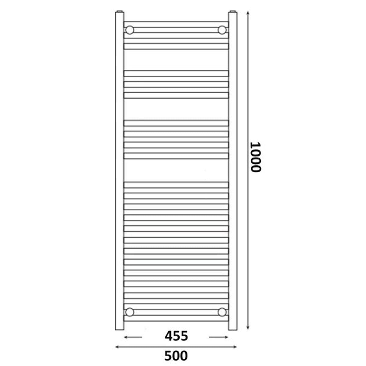 Fairford Curved 1000 x 500mm Chrome Electric Towel Rail - On/Off Control