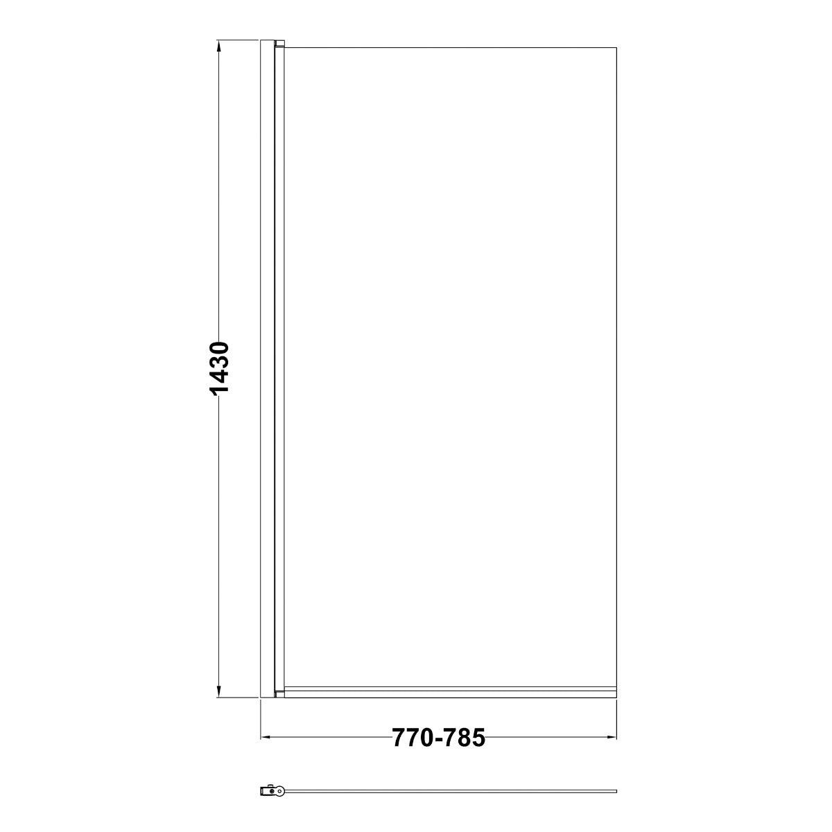 Fairford 6mm Straight Shower Bath Screen, Matt Black