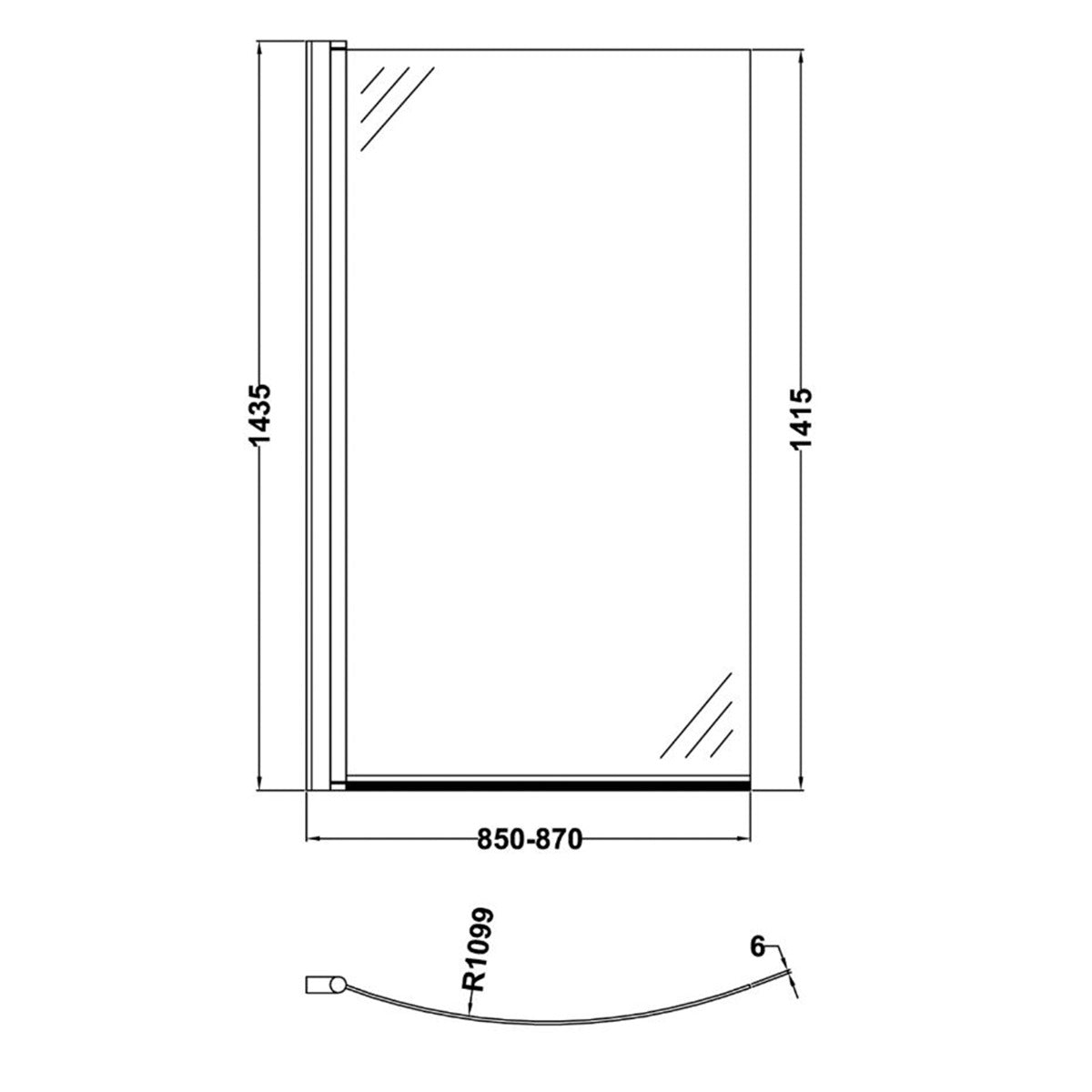 Fairford 6mm B Shaped Shower Bath Screen