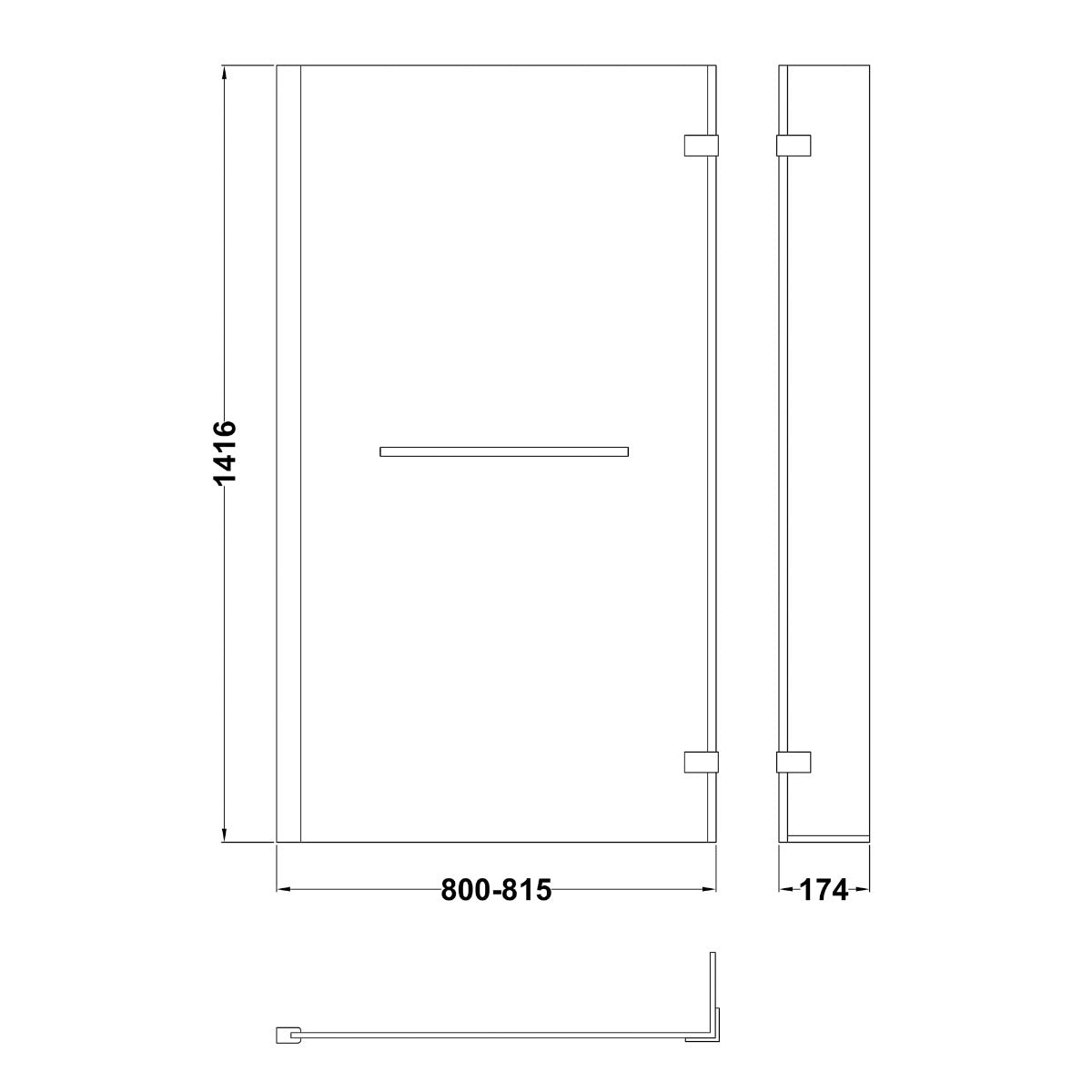 Fairford 6mm L Shaped Shower Bath Screen, Fixed at Wall with Hinged Return