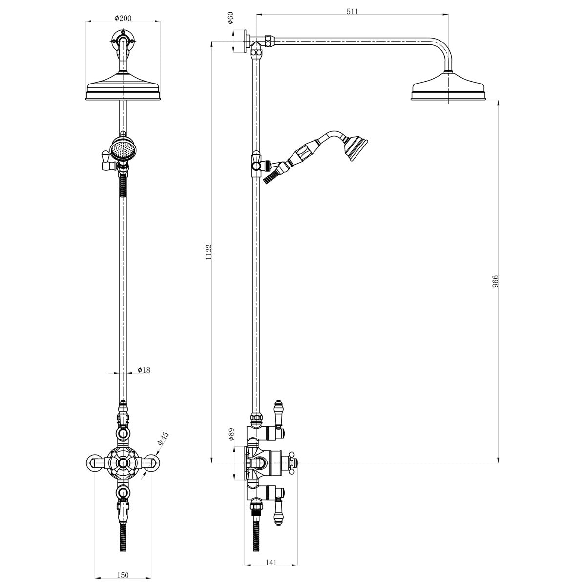 Fairford Winchester Exposed Traditional Dual Outlet Shower Kit