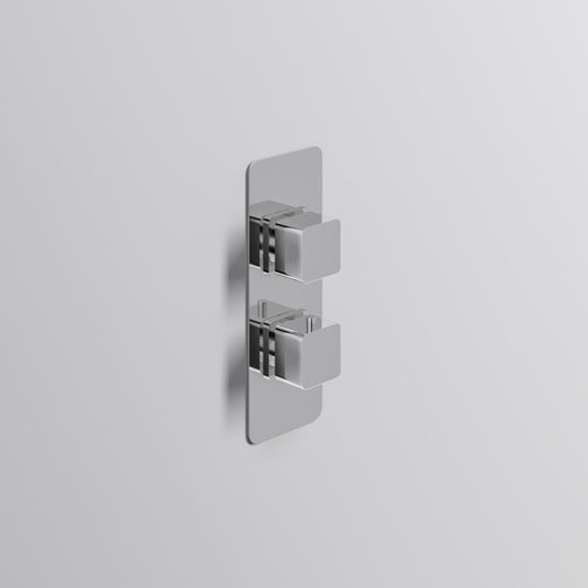 Fairford Una Chrome Square Concealed Twin Shower Valve with Diverter, 2 Outlet