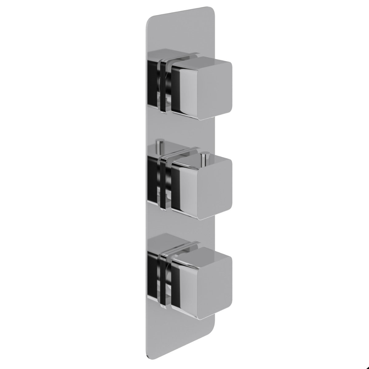 Fairford Una Chrome Square Concealed Triple Shower Valve, 2 Outlet