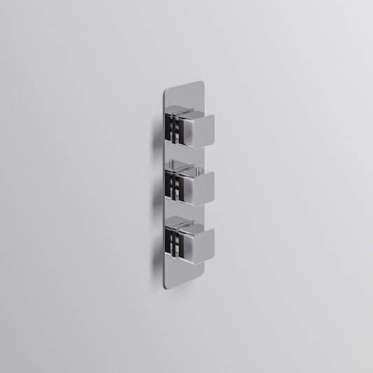Fairford Una Chrome Square Concealed Triple Shower Valve, 2 Outlet