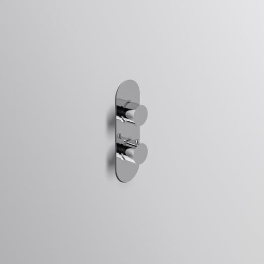 Fairford Element Chrome Round Concealed Twin Shower Valve with Diverter, 2 Outlet