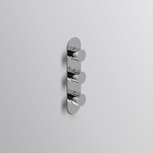 Fairford Element Chrome Round Concealed Triple Shower Valve with Diverter, 3 Outlet