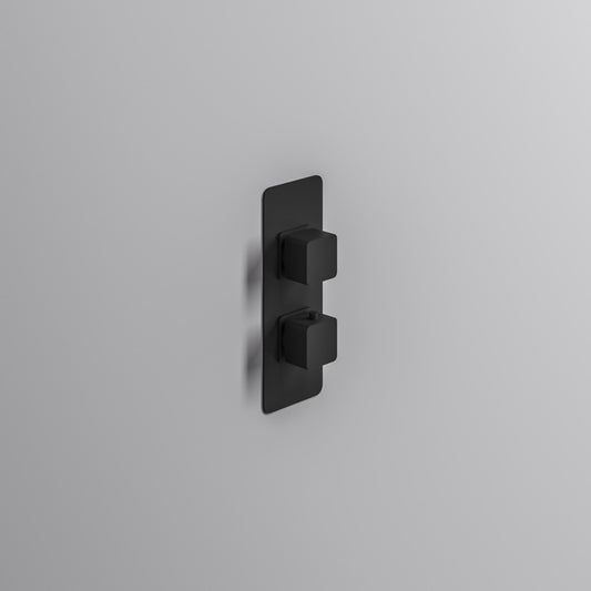 Fairford Una Matt Black Square Concealed Twin Shower Valve with Diverter, 2 Outlet