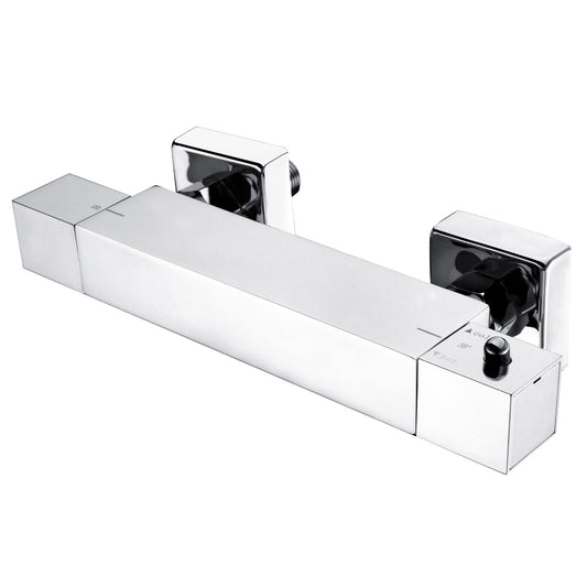 Fairford Doccia Pro Square Chrome Bar Valve, Bottom Outlet
