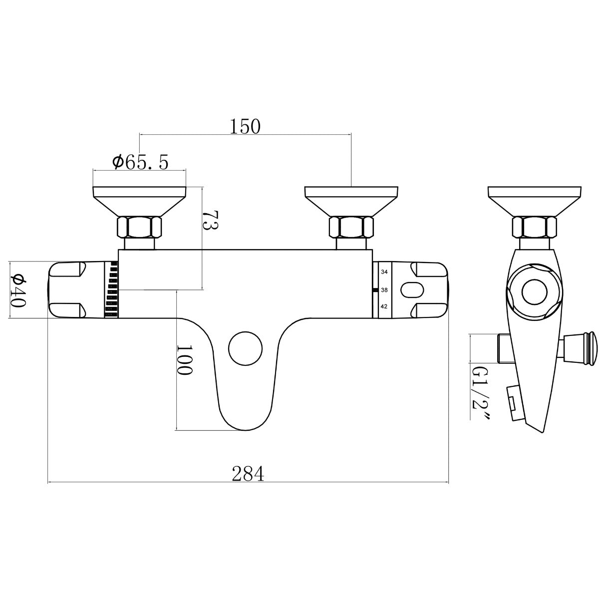 Fairford Carton Wall Mounted Thermostic Bath Shower Mixer