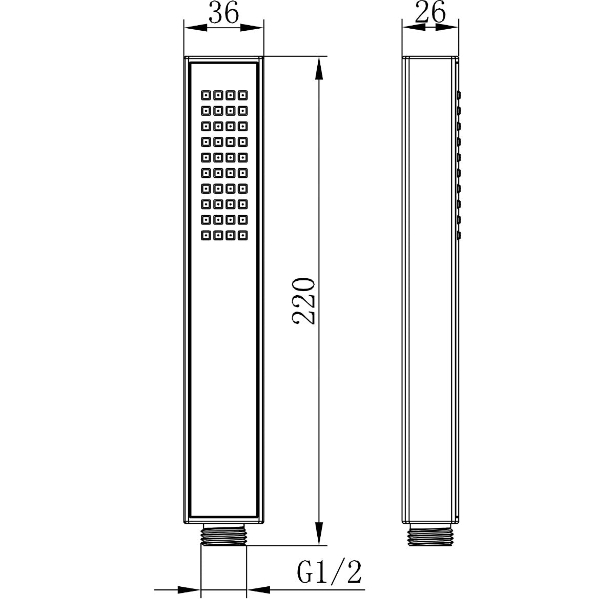 Fairford Pro Solid Square Brass Shower Handset