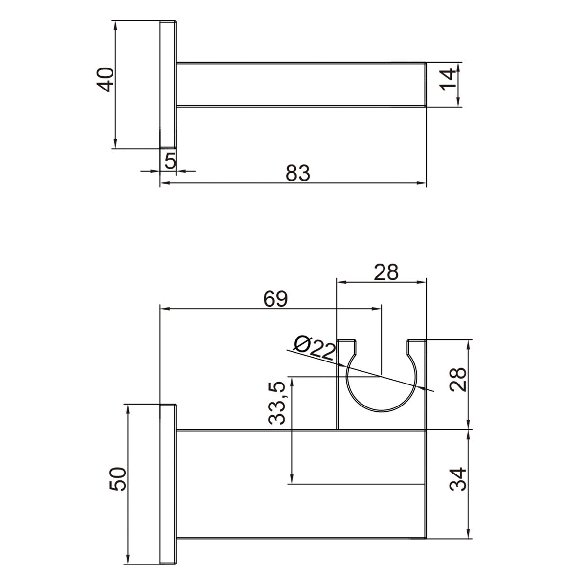 Fairford Square Wall Bracket, Chrome Plated Brass