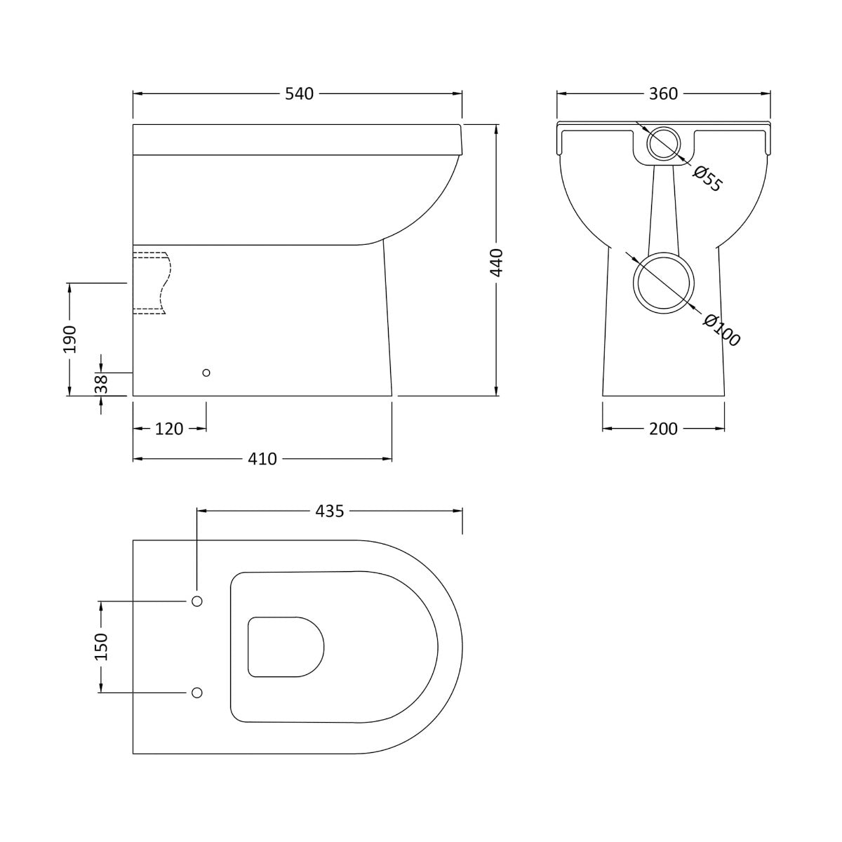 Fairford Hora Comfort Height Back To Wall Toilet