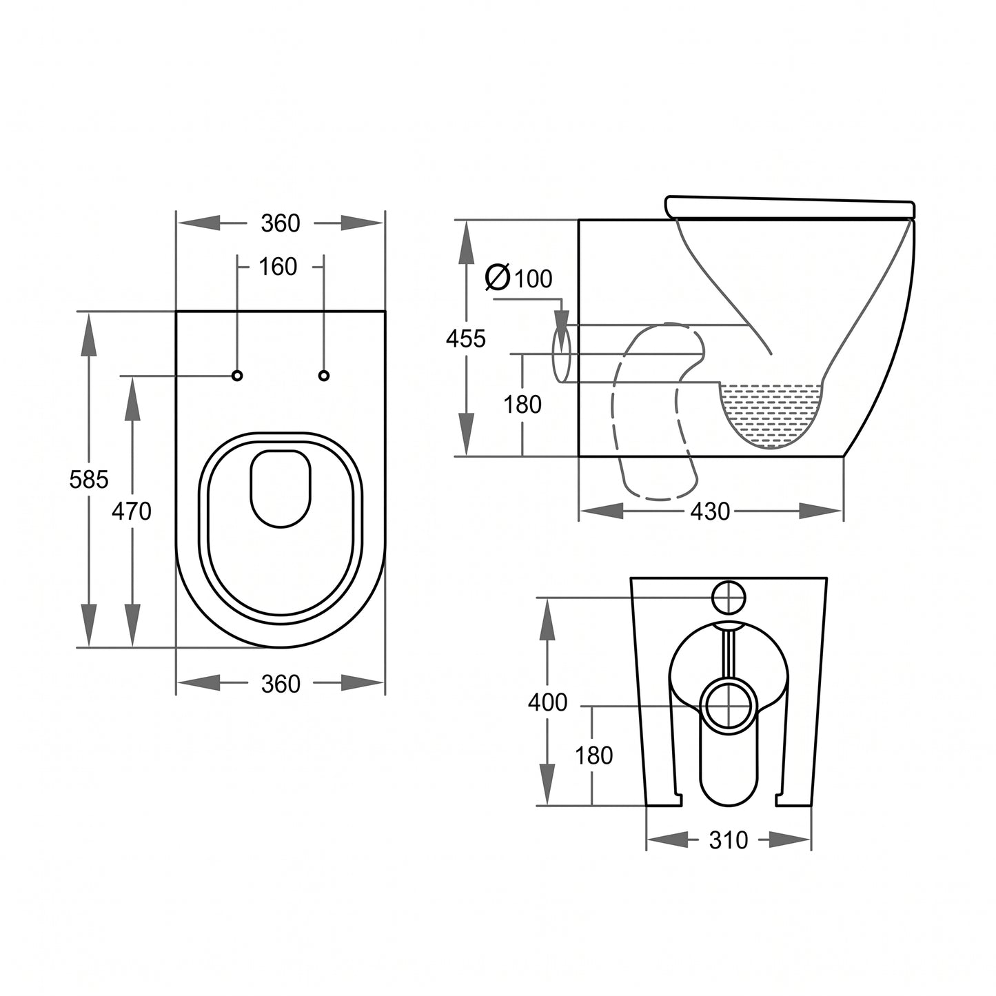 Fairford Handel Pro Rimless Comfort Height BTW WC