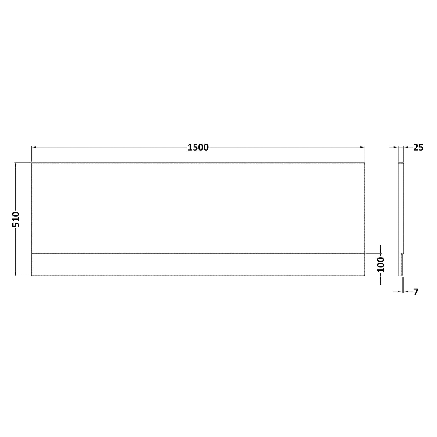 Fairford Acrylic Straight Side Panel, 1500mm