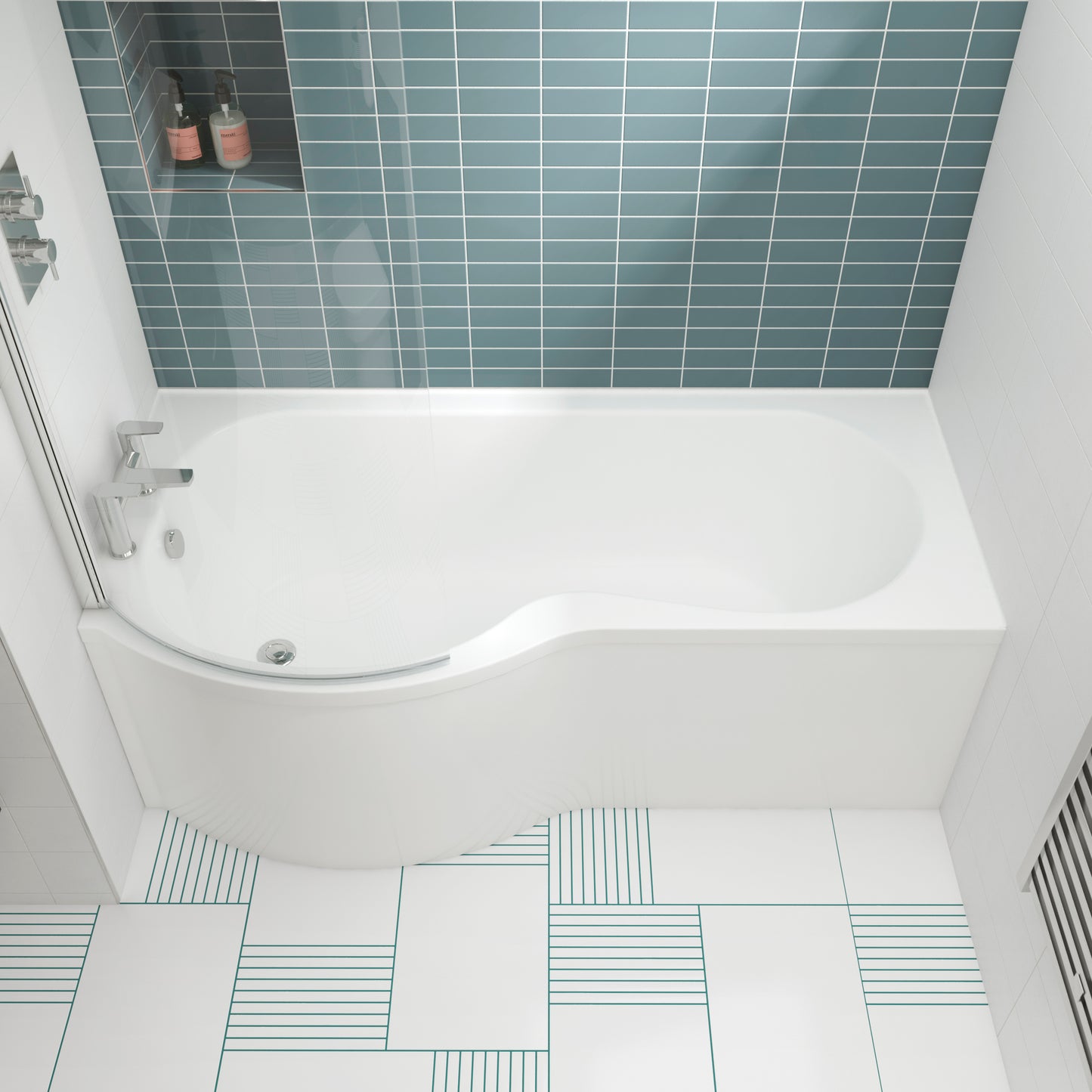 Fairford 1500 x 900mm B Shaped Left Hand Shower Bath