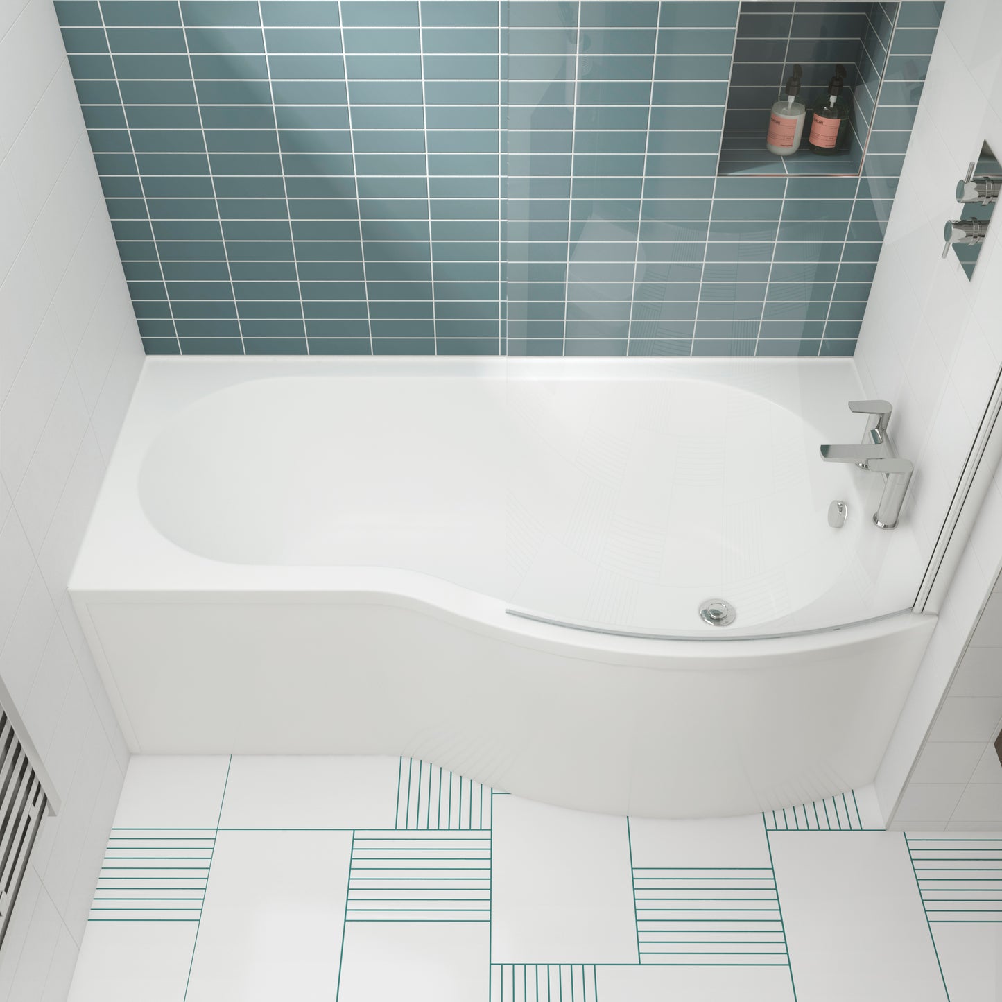 Fairford 1500 x 900mm B Shaped Right Hand Shower Bath