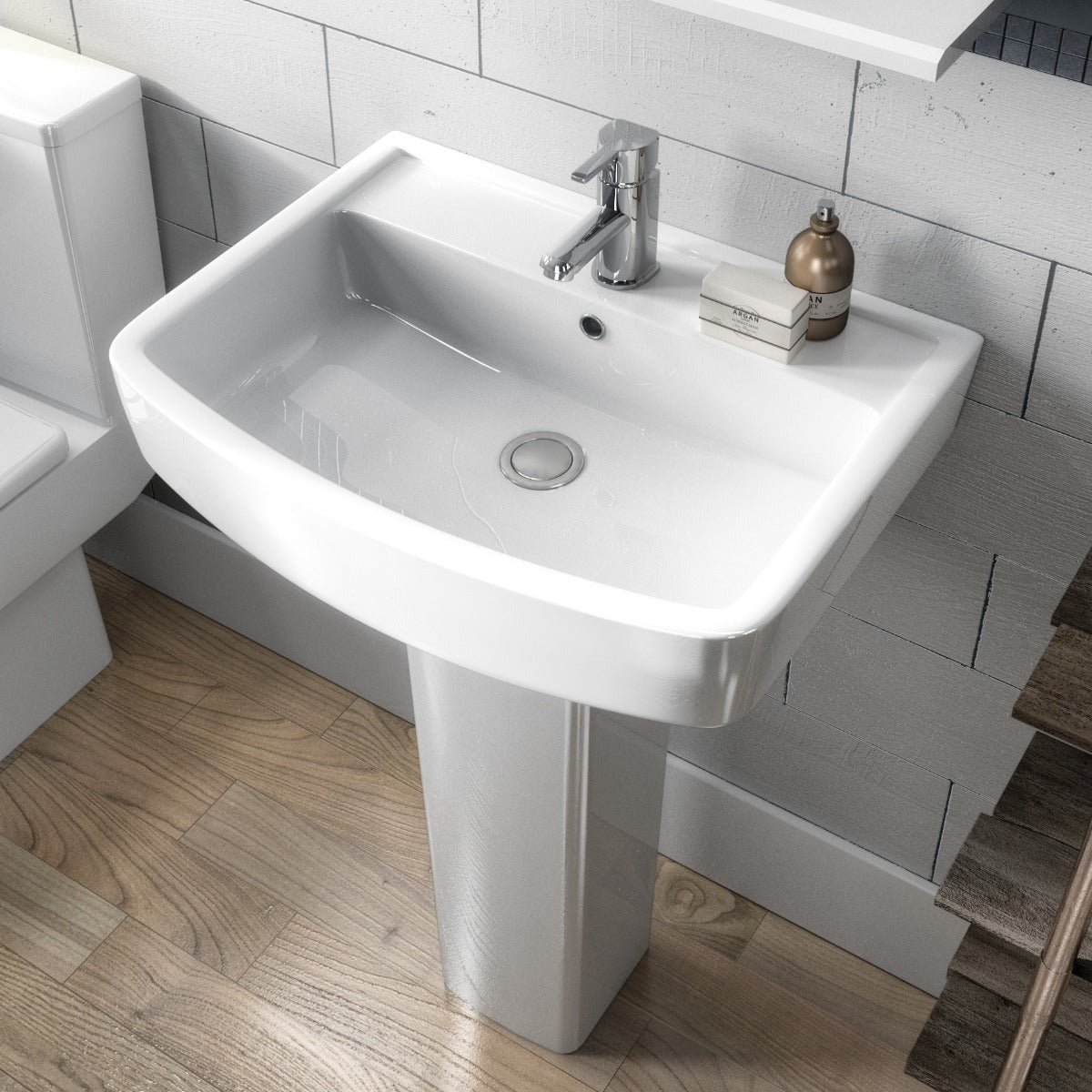 Fairford Loren Pro 600mm 1TH Basin and Full Pedestal