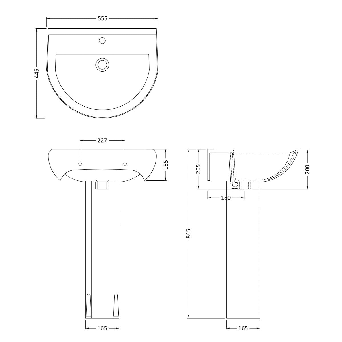 Fairford Hora 550mm 1TH Basin and Pedestal
