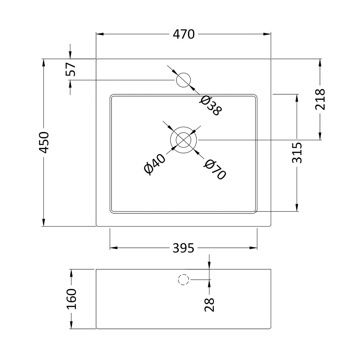 Fairford 470mm Square Ceramic Counter Top Vessel