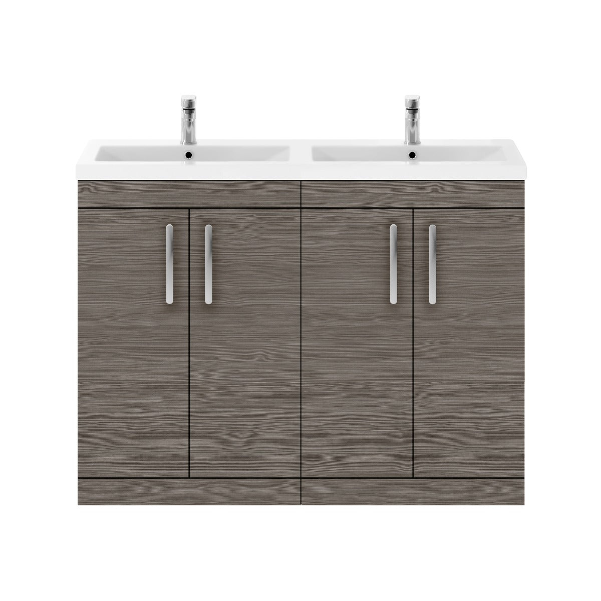 Fairford Carnation 1200mm Grey Avola Floor Standing 4 Door Vanity Unit