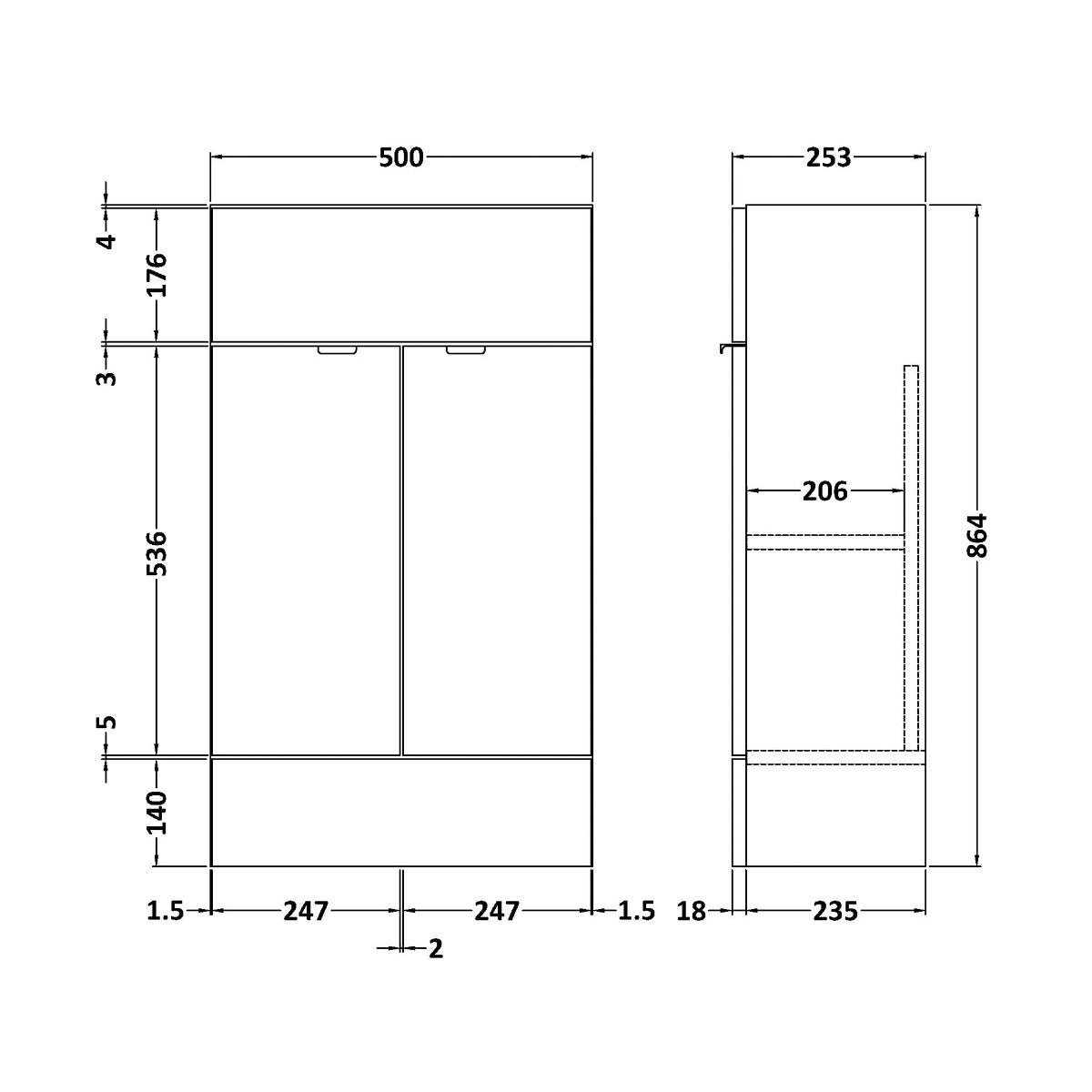 Fairford Union 500mm Slimline Black Vanity Unit