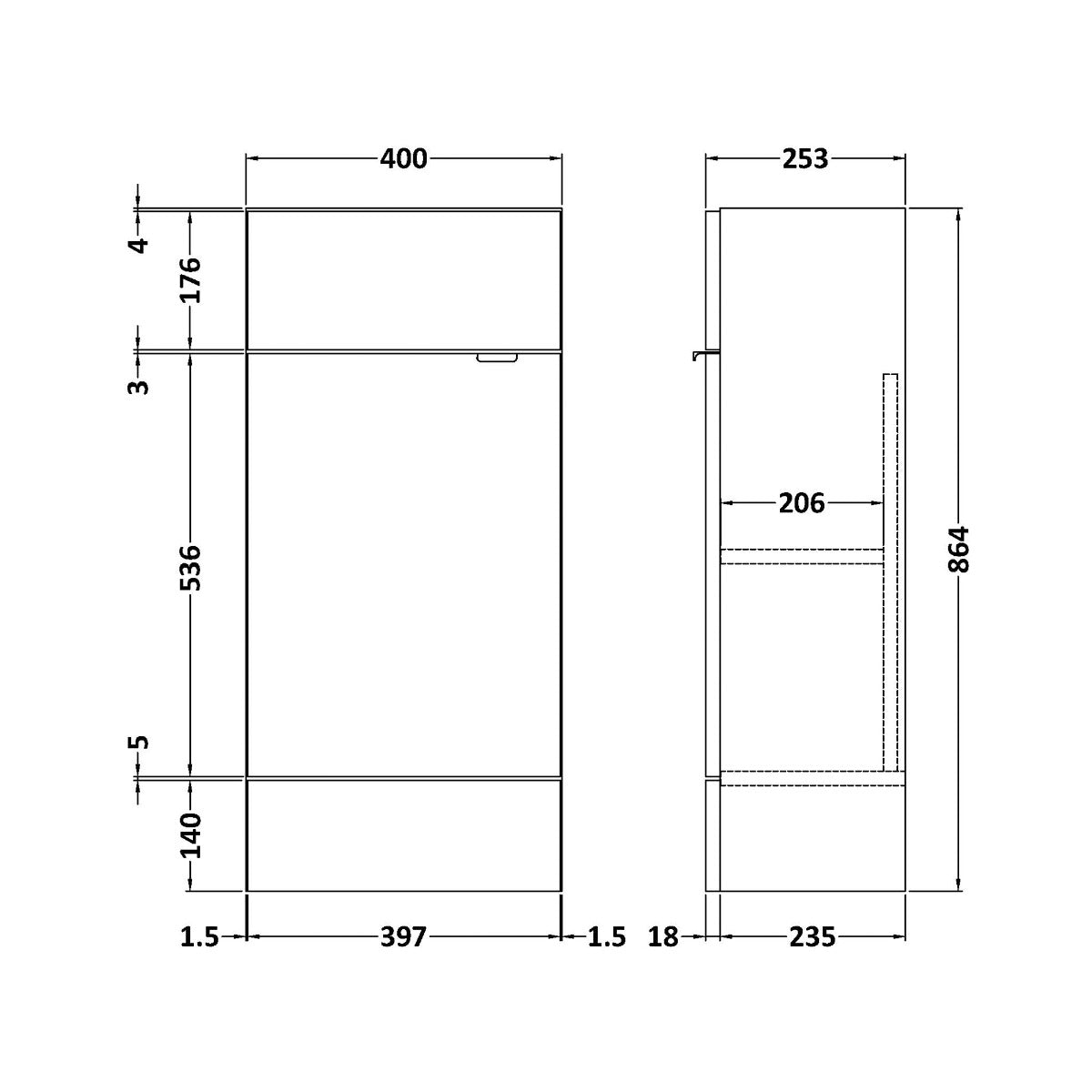 Fairford Union 400mm Slimline Grey Vanity Unit