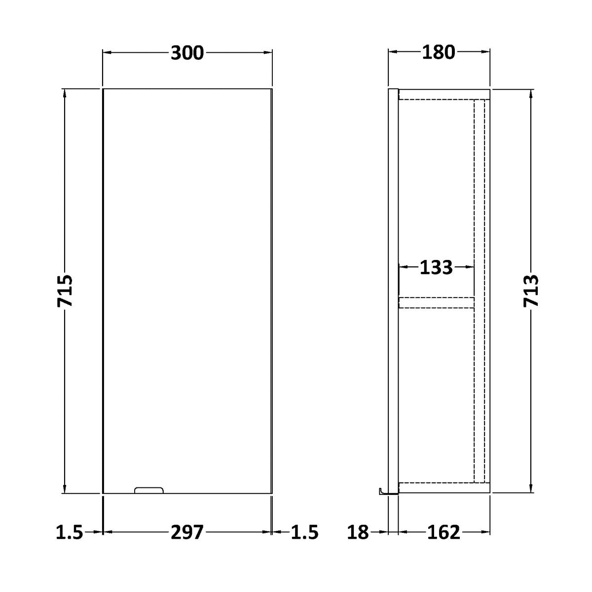 Fairford Union 300mm Slimline Drift Wood Wall Unit