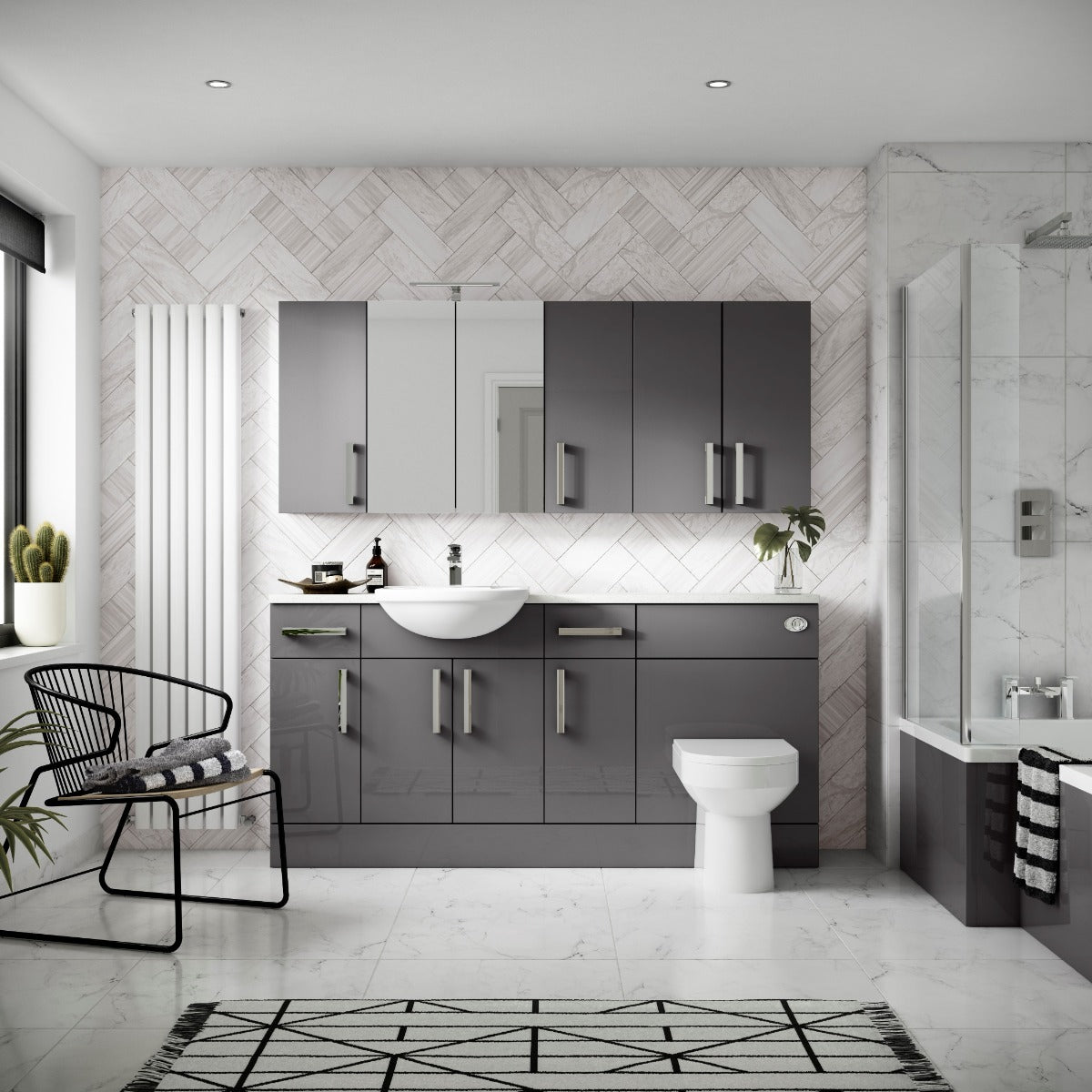 Fairford Union 500mm Full Depth Grey Gloss WC Unit