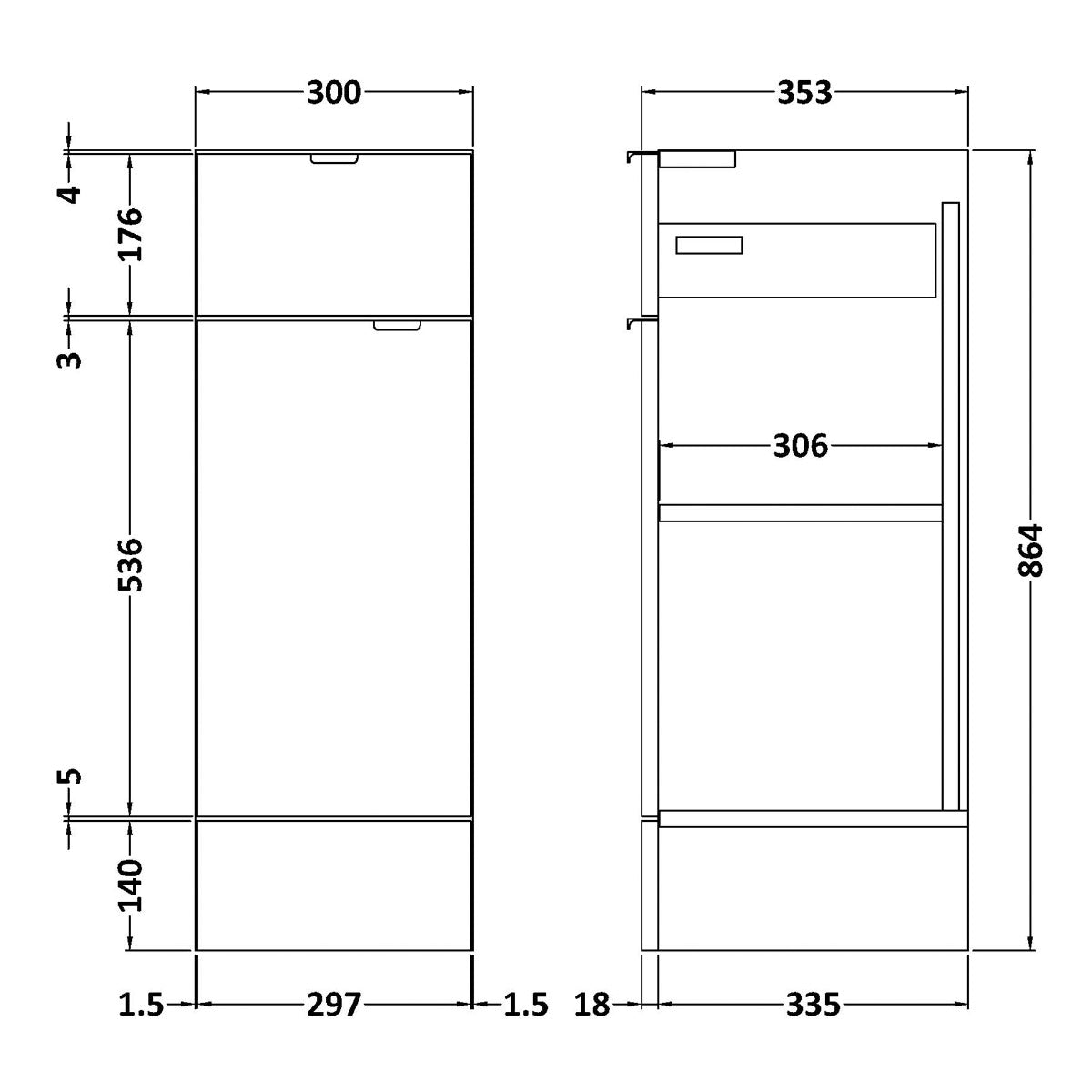 Fairford Union 300mm Full Depth Grey Base Unit with Top Drawer