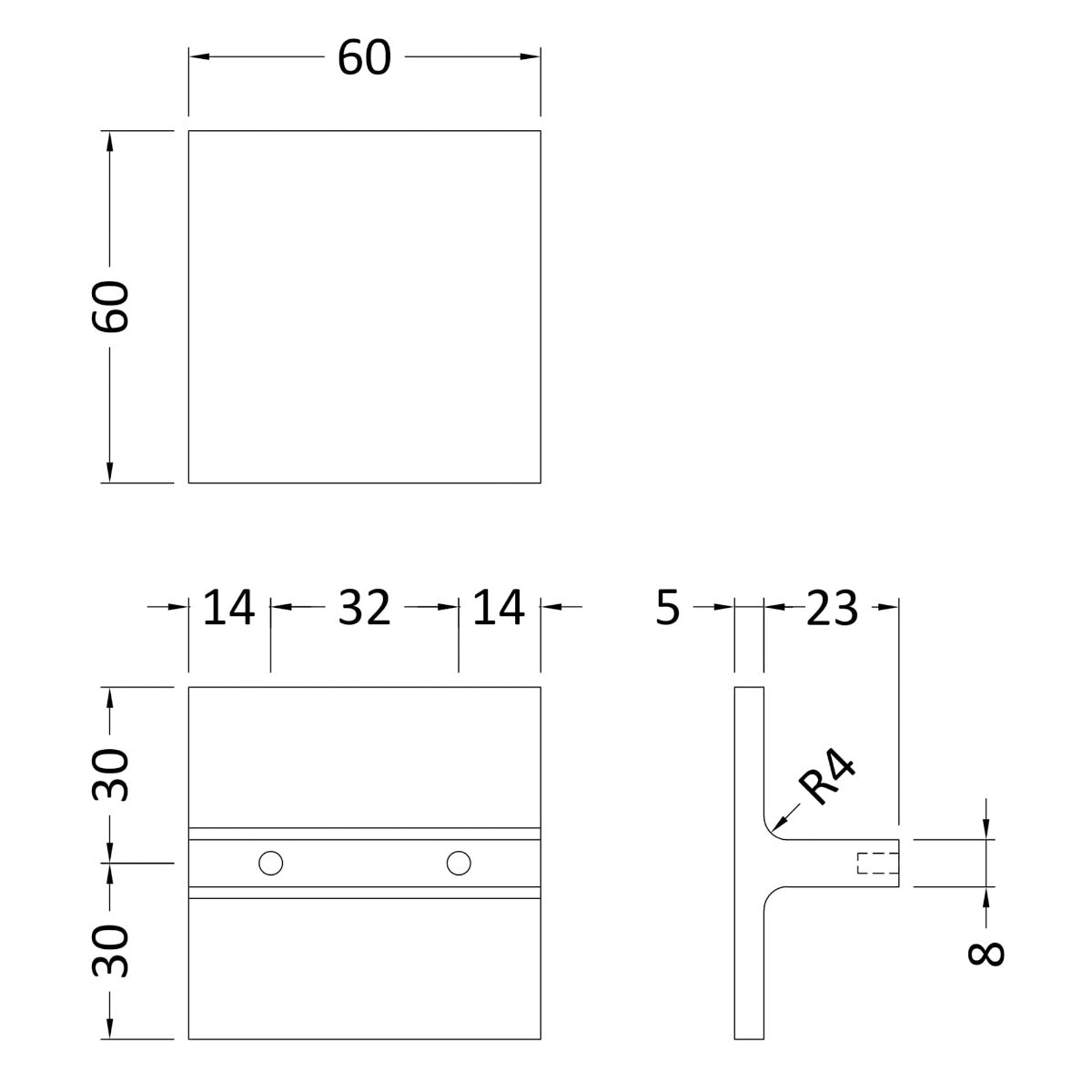 Square Knob Handle, Chrome