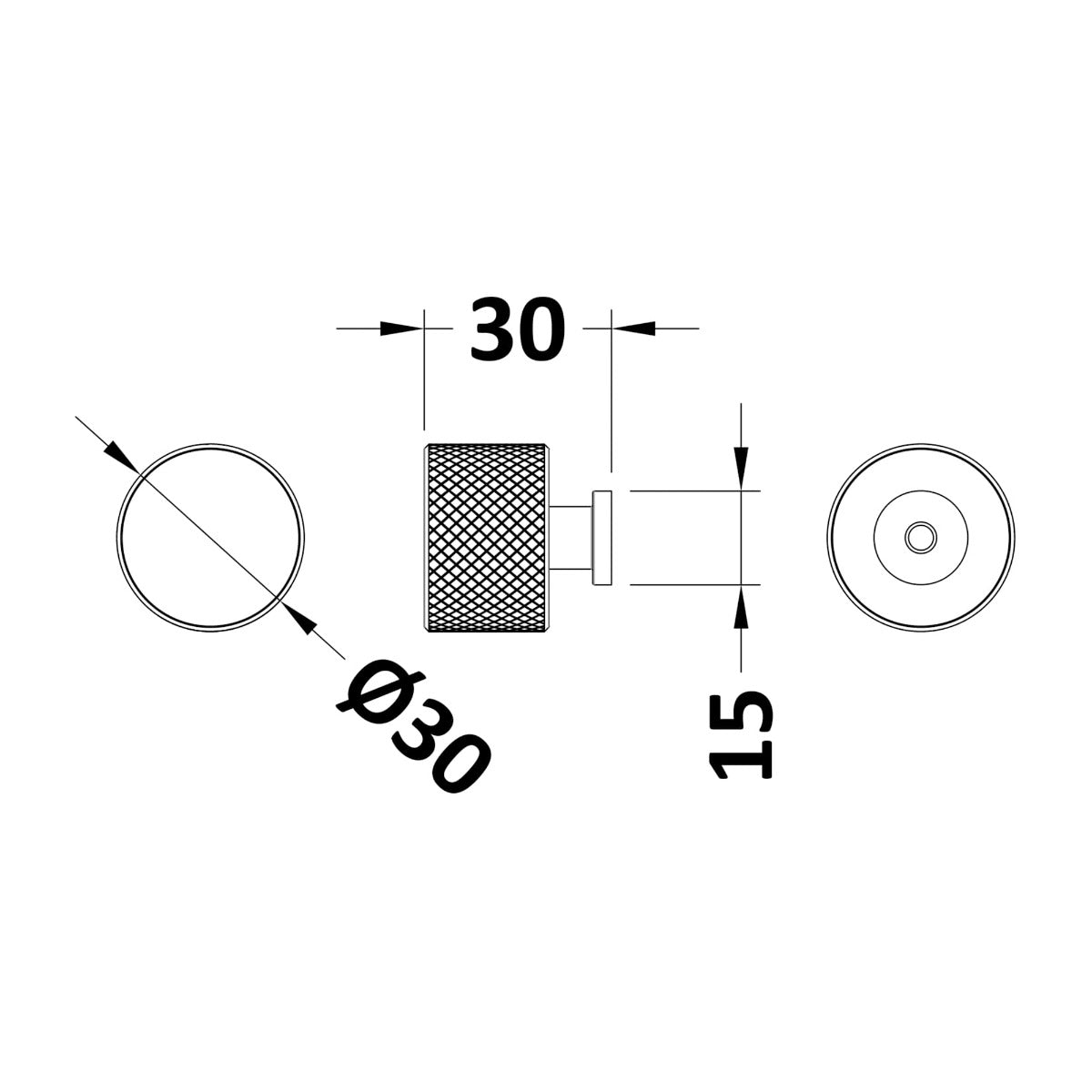 Knurled Knob Handle, Brushed Brass