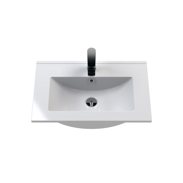 Fairford Aspri 2 600mm Gloss White Wall Hung Vanity Unit, 18mm Basin