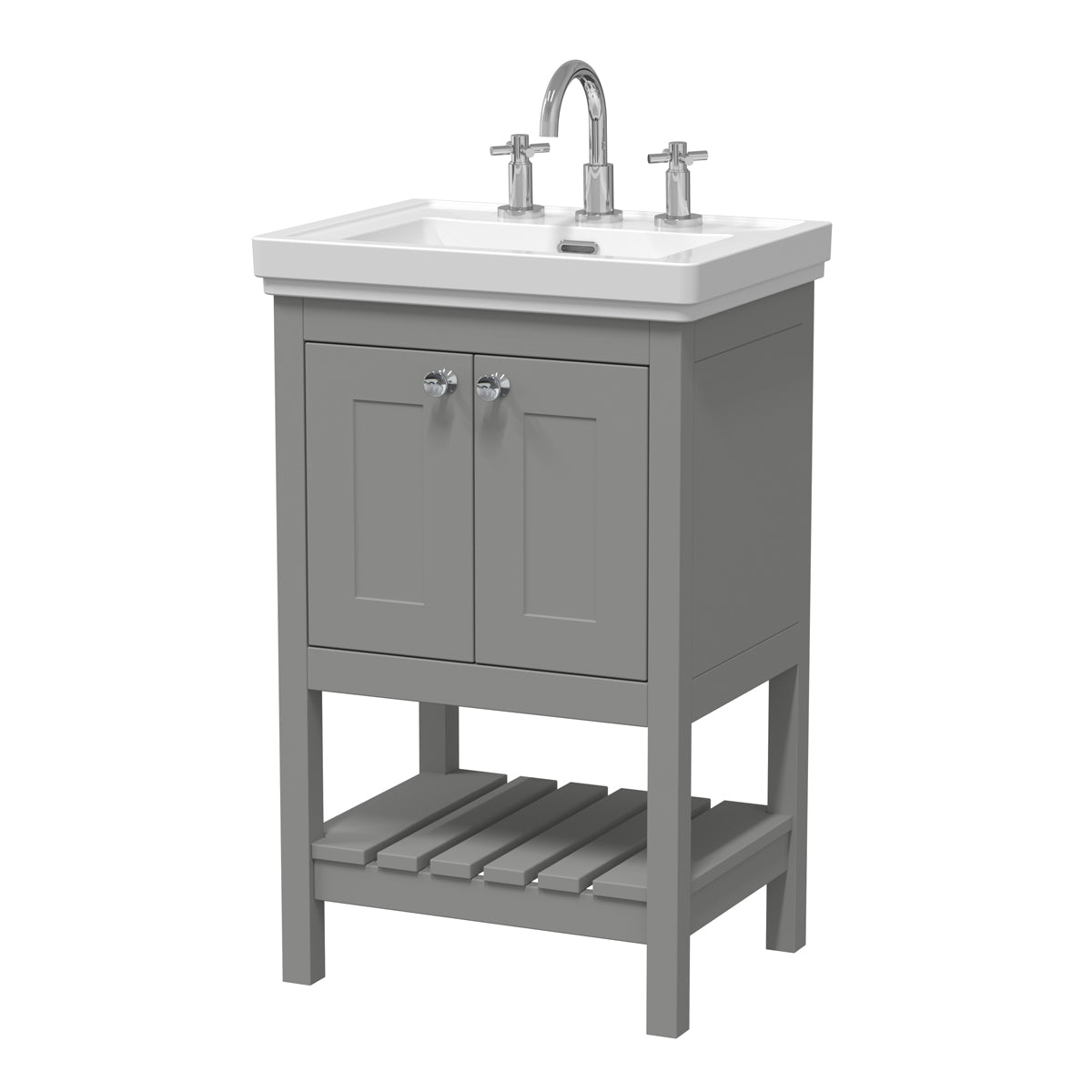 Fairford Juliette 500mm Cool Grey 3 Tap Hole Floorstanding Vanity Unit