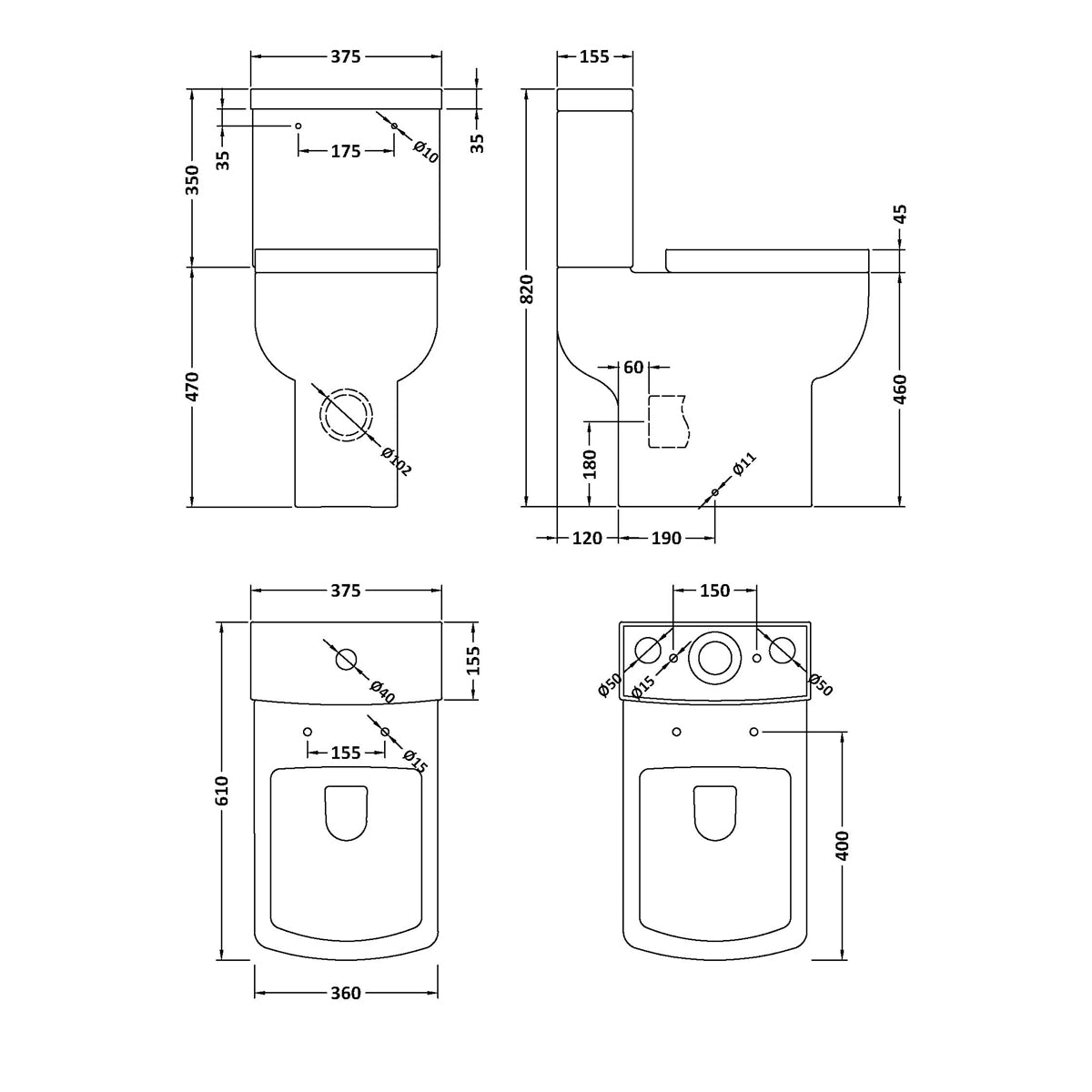 Fairford Cressi Comfort Height Close Coupled Toilet with Soft Close Seat