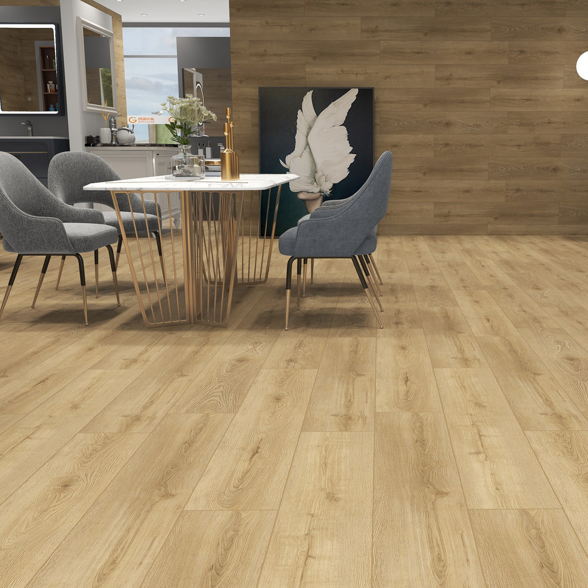 Rivato Natural Oak 1220 x 183mm Solidcore Waterproof Click Flooring Planks (Pack of 8) - 1.79m Per Pack