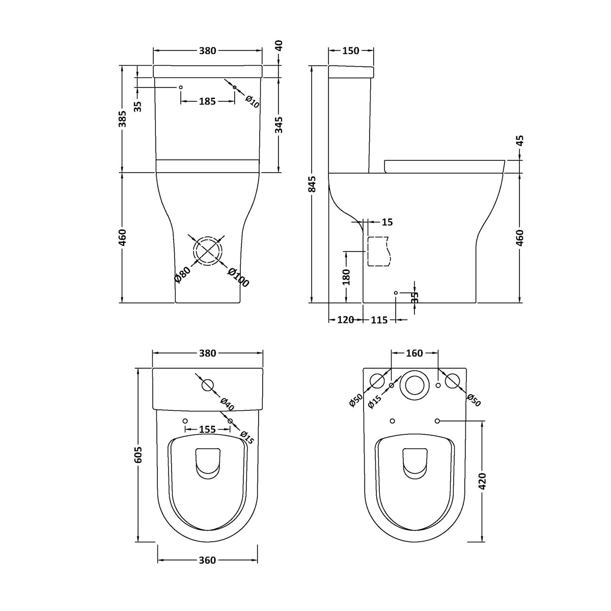 Fairford Sierra Comfort Height Close Coupled Toilet with Soft Close Seat